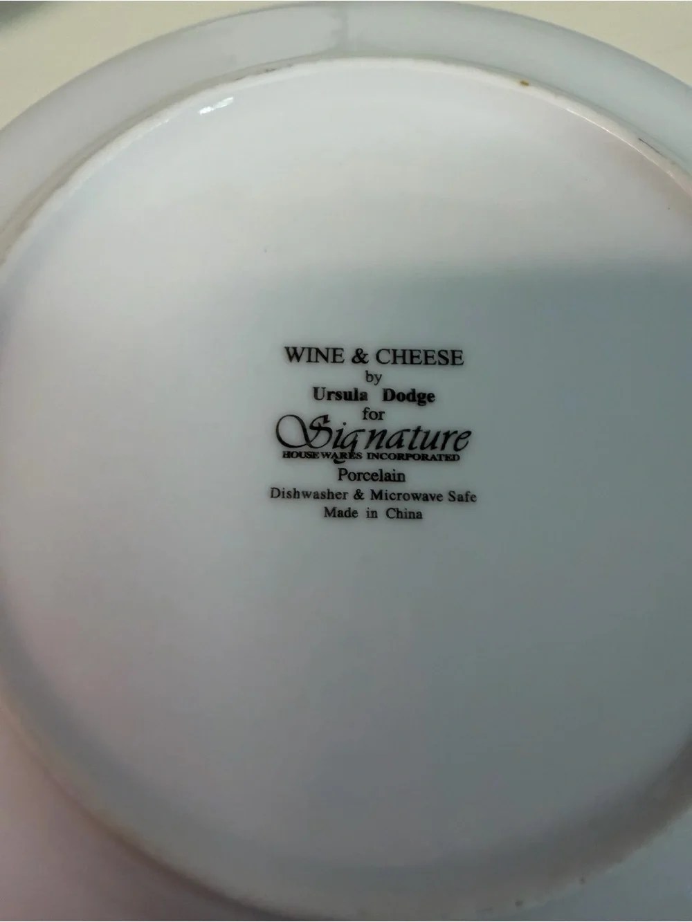 Set of 4 Ursula Dodge for Signature Housewares Porcelain Wine & Cheese Plates